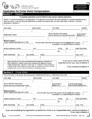 California Crime Victim Compensation Application