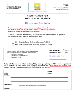 Florida Pool School Registration Form