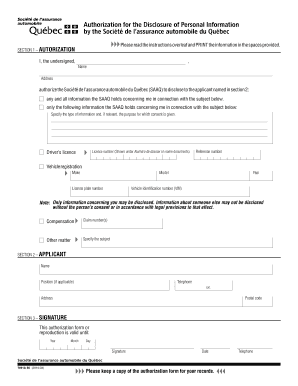 Authorization for Disclosure of Personal Information