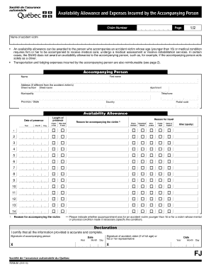Québec Accompanying Person Availability Allowance Claim