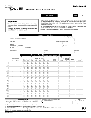 Québec Travel Expenses Claim Form