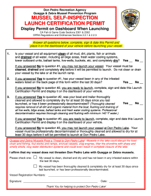 Quagga & Zebra Mussel Launch Certification Permit