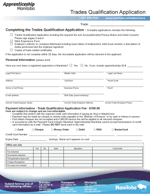 Manitoba Trades Qualification Application