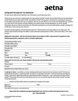Aetna Better Health Kentucky Provider Portal Registration Form