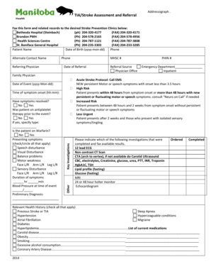 TIA/Stroke Assessment and Referral Form