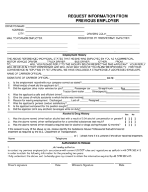 request for information from previous employer