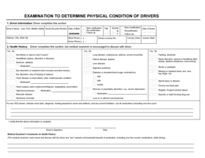 Commercial Driver Physical Examination Form