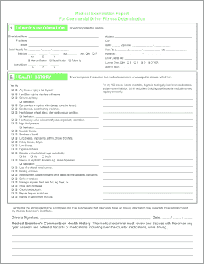 Commercial Driver Medical Examination Report