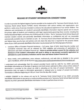 Release of Student Information Consent Form