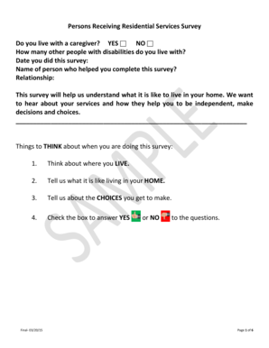 Persons Receiving Residential Services Survey