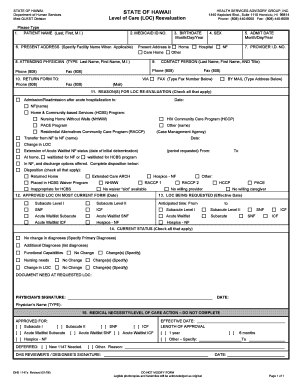 Hawaii Level of Care Reevaluation Form
