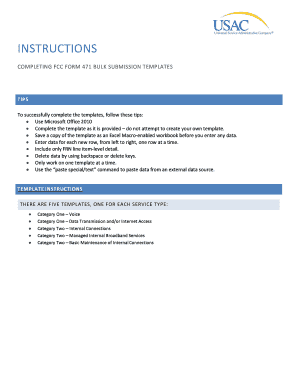 FCC Form 471 Bulk Submission Templates