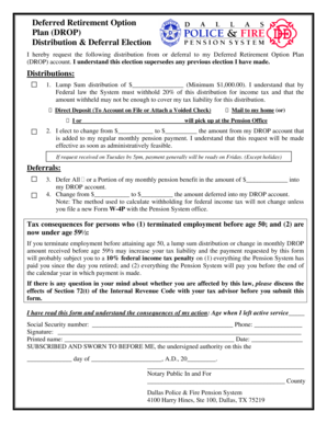 DROP Distribution & Deferral Election Form