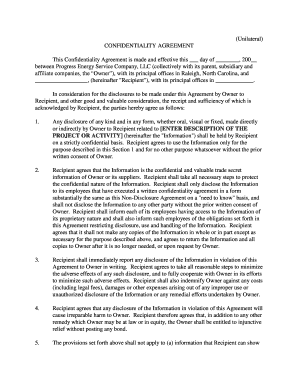 Confidentiality Agreement