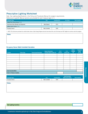 Prescriptive Lighting Worksheet