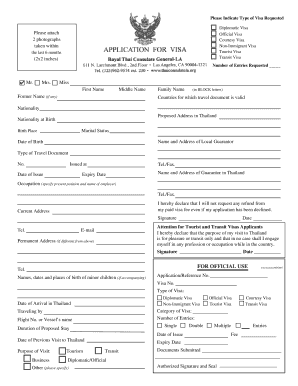 Thailand Visa Application Form