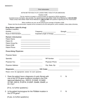 Prior Authorization Form for Kalydeco