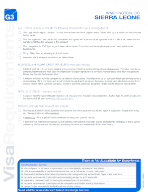 Sierra Leone Visa Application Form