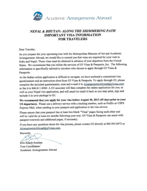 India and Nepal Visa Application Form