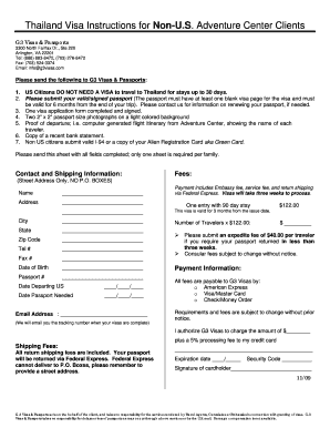 Thailand Visa Application Form