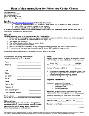 Russian Visa Application Instructions