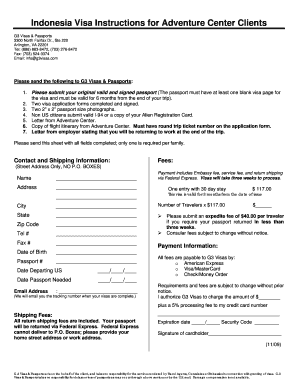 Indonesia Visa Application Form