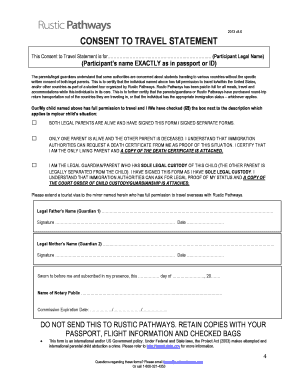 Rustic Pathways Consent to Travel Statement
