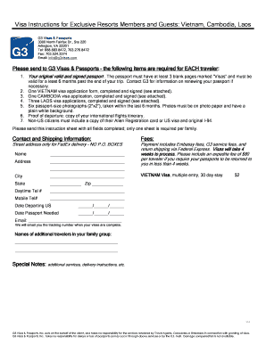Visa Application Instructions for Vietnam, Cambodia, Laos