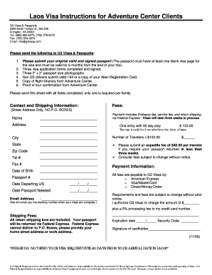 Laos Visa Application Form