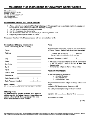 Mauritania Visa Application Form