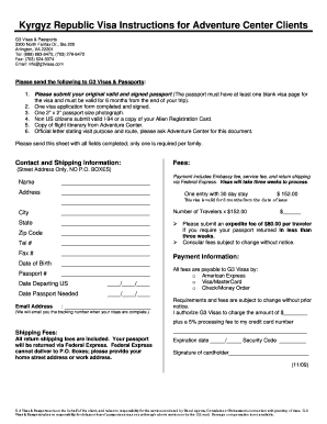 Kyrgyz Republic Visa Application Form
