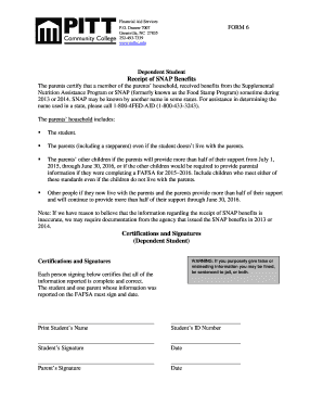 FAFSA SNAP Benefits Certification Form