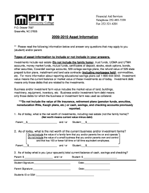 2009-2010 Asset Information Form