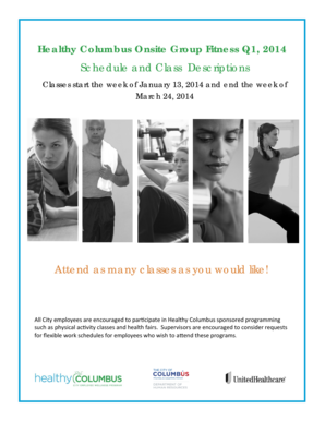 Healthy Columbus Group Fitness Registration Form