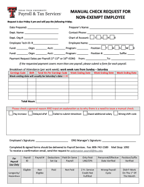 Manual Check Request for Non-Exempt Employee