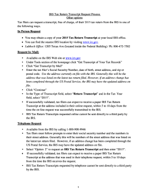 IRS Tax Return Transcript Request