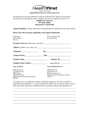 Appeal Medical Review Submission Form