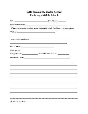 NJHS Community Service Record