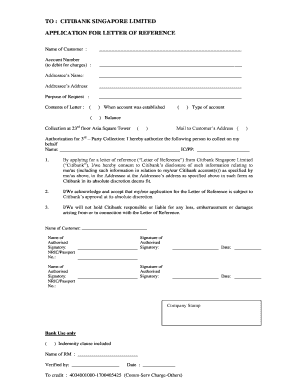 Citibank Letter of Reference Application
