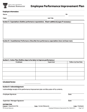 Employee Performance Improvement Plan