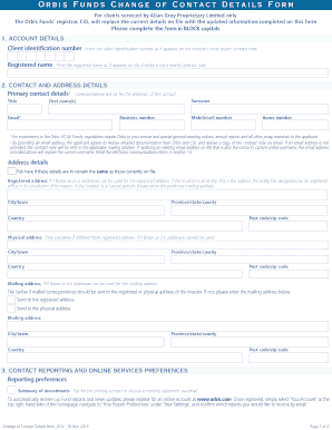 Orbis Funds Change of Contact Details Form