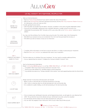 Allan Gray Living Annuity Withdrawal Instruction