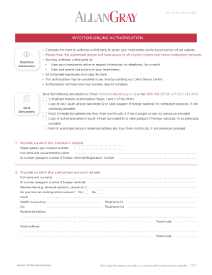 Investor Online Authorisation Form