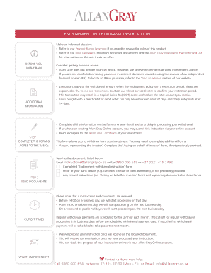Allan Gray Endowment Withdrawal Instruction