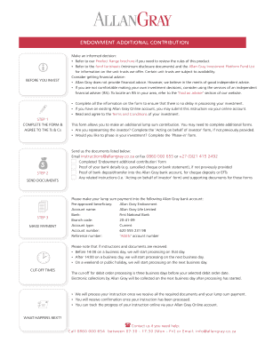Allan Gray Endowment Additional Contribution Form