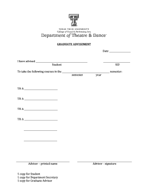 Graduate Course Advisement Form