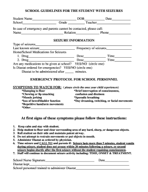 School Guidelines for Student with Seizures