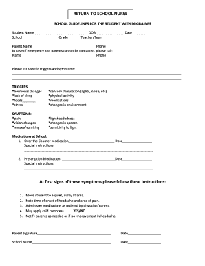 School Guidelines for Student with Migraines