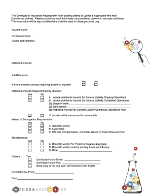 Certificate of Insurance Request Form