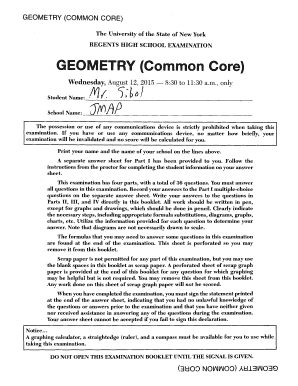 Geometry Common Core Exam